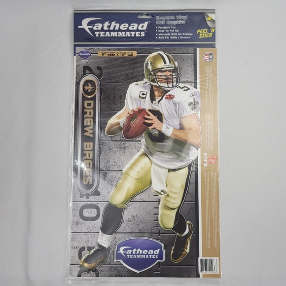 Fathead Teammates Drew Brees New Orleans Saints Reusable Vinyl Wall Graphics - Picture 8 of 8